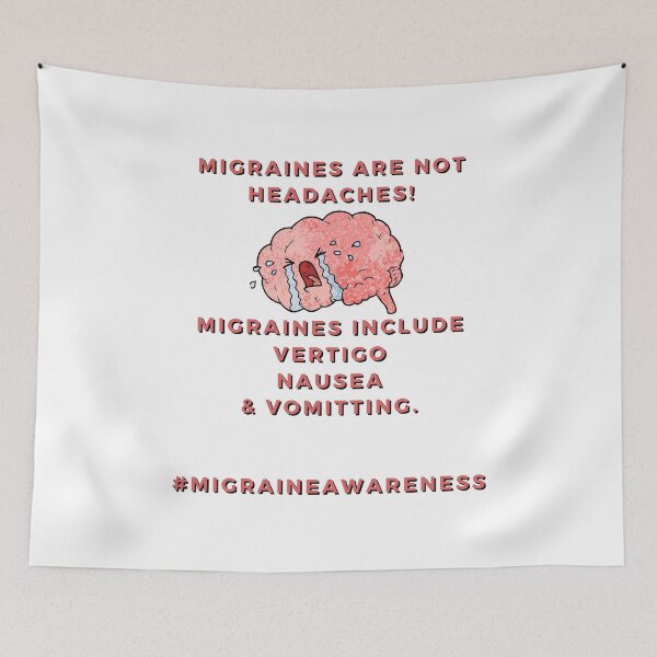 Item preview, migraines are not headaches! Migraines include vertigo, nausea, and vomiting. #migraineawareness designed and sold by CJCTEES.