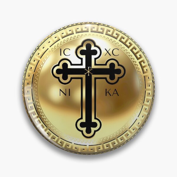 Item preview, Gold Black Greek Orthodox Cross designed and sold by Yiorgos Designs.