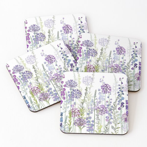 Item preview, Purple Flower Meadow - Alliums, Delphiniums & Veronica Gentianoides designed and sold by Fiona Calder Designs.