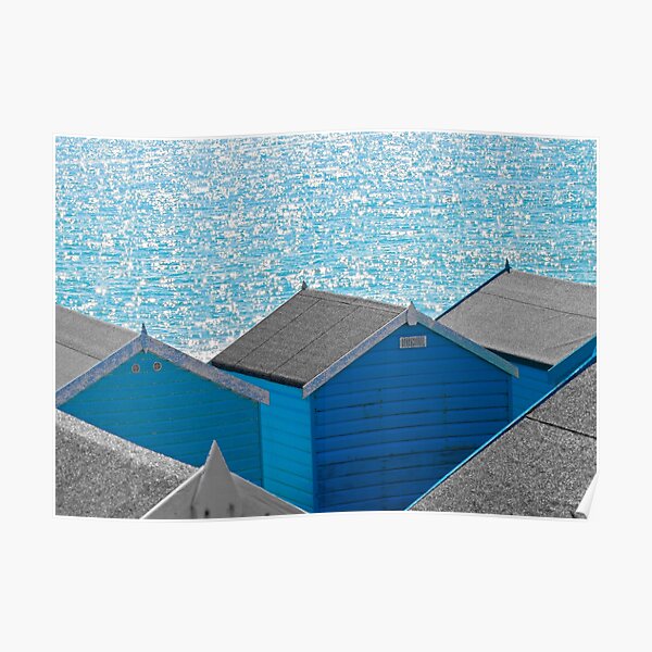 Blue Huts by the Sea Poster