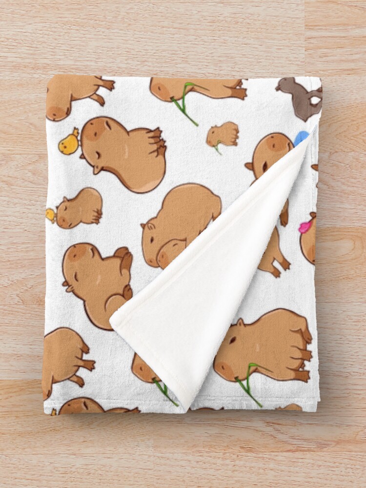 Thumbnail 3 of 6, Throw Blanket, Capybara Pattern designed and sold by manydoodles.