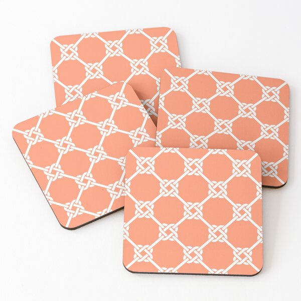 Item preview, Coral Celtic Knot Pattern - Lattice interlocking simple square knot  designed and sold by ImageNugget.