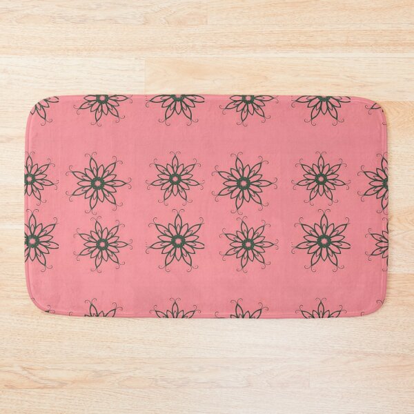 Item preview, Green floral sketch on pink designed and sold by tetibright.