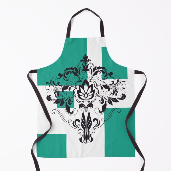 Item preview, Modern minimalistic green squares black Victorian flourish designed and sold by Lilith-Designs.