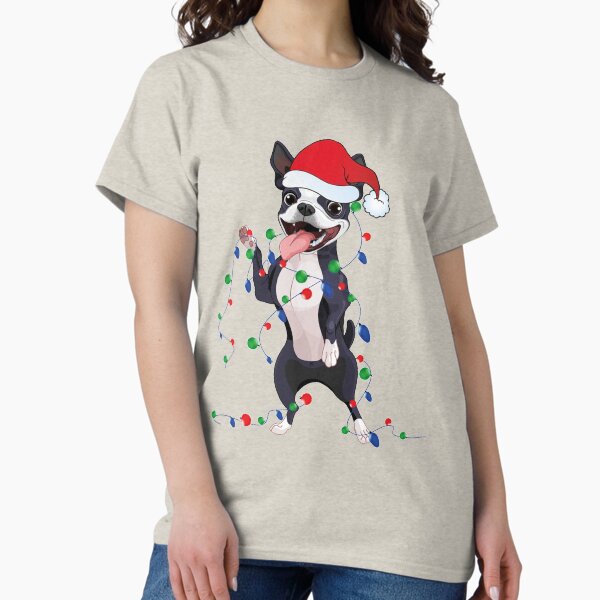 Item preview, funny Boston Terrier Bostie Christmas Lights Xmas Dog Lover designed and sold by abiabo.