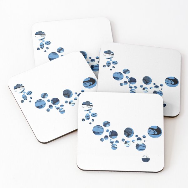 Item preview, SKY BUBBLES - Collage, watercolor and inks handmade design designed and sold by Azanza.