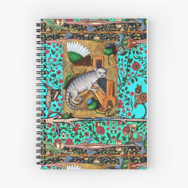 Item preview, WEIRD MEDIEVAL BESTIARY MAKING MUSIC, Cat Playing Organ,Harpist Rabbit,Snail Cat in Blue designed and sold by BulganLumini.