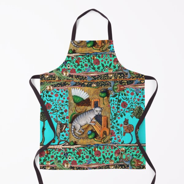 Item preview, WEIRD MEDIEVAL BESTIARY MAKING MUSIC, Cat Playing Organ,Harpist Rabbit,Snail Cat in Blue designed and sold by BulganLumini.