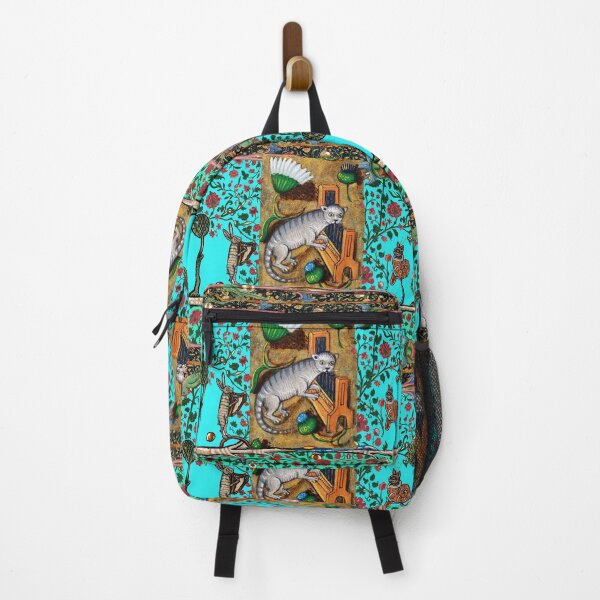 Item preview, WEIRD MEDIEVAL BESTIARY MAKING MUSIC, Cat Playing Organ,Harpist Rabbit,Snail Cat in Blue designed and sold by BulganLumini.