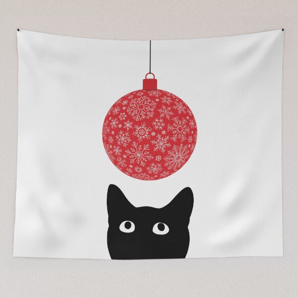 Item preview, Cat looking at Christmas ornament designed and sold by M3EX.