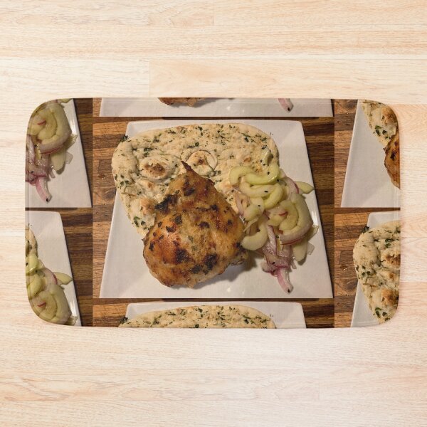 Item preview, Lemon Chicken, Cucumber salad and Garlic naan designed and sold by BadMenuPhotos.