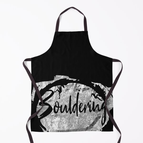 Item preview, Bouldering lettering with climbing in front of a silver gray rock wall - bouldering gift designed and sold by MadandMean.
