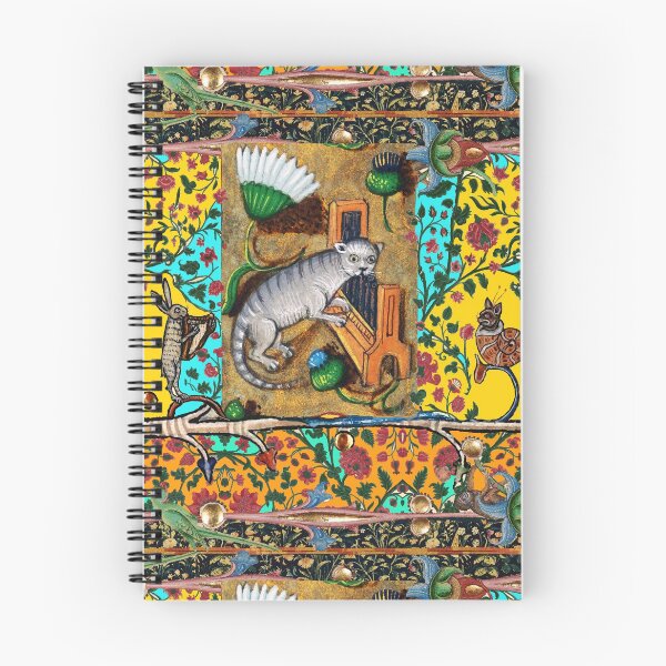 Item preview, WEIRD MEDIEVAL BESTIARY MAKING MUSIC,Cat Playing Organ,Harpist Rabbit,Snail Cat in Yellow designed and sold by BulganLumini.