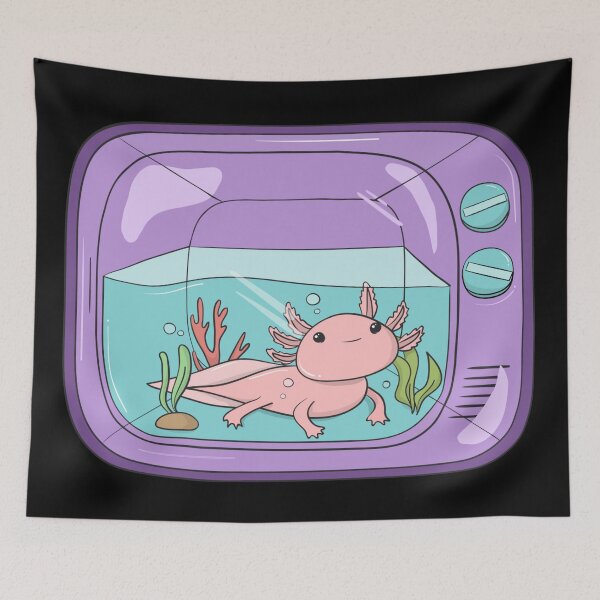 Item preview, Pink Axolotl in a Purple Television designed and sold by Zurickdesigns.