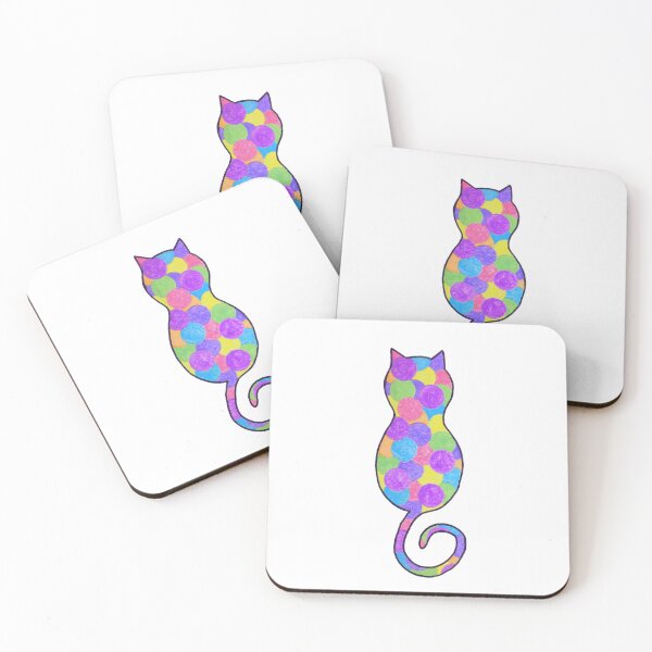 Item preview, cat outline filled with colorful marbles designed and sold by angeldarkling.