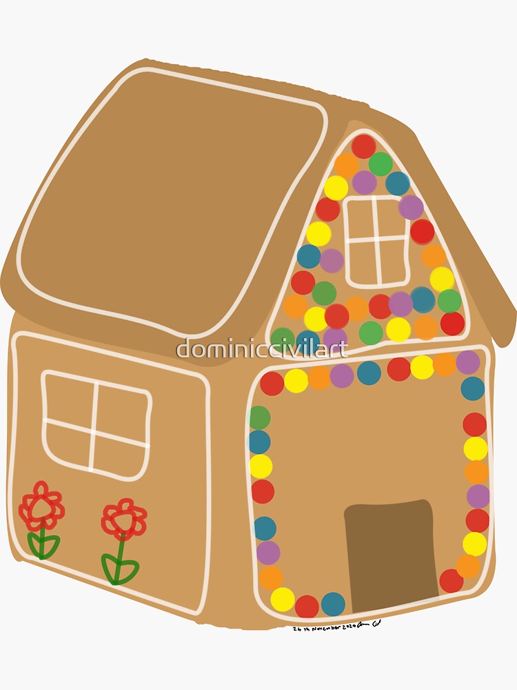 "Ginger Bread House" Sticker for Sale by dominiccivilart Redbubble