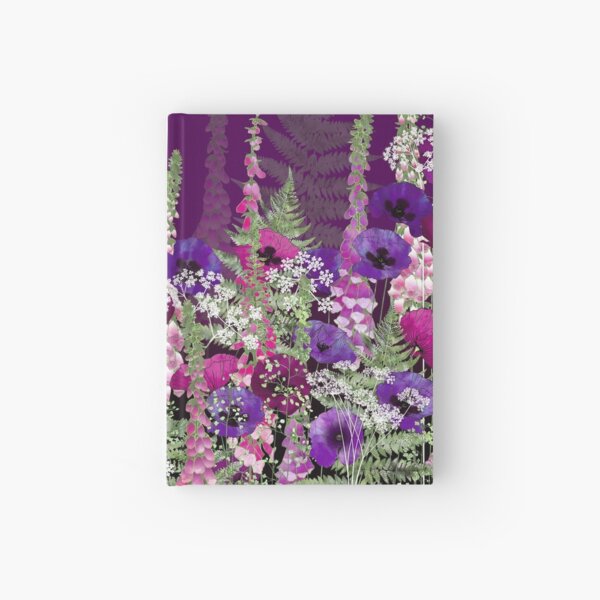 Flower Garden - Purple Poppies, Pink Foxgloves & Bracken Hardcover Journal