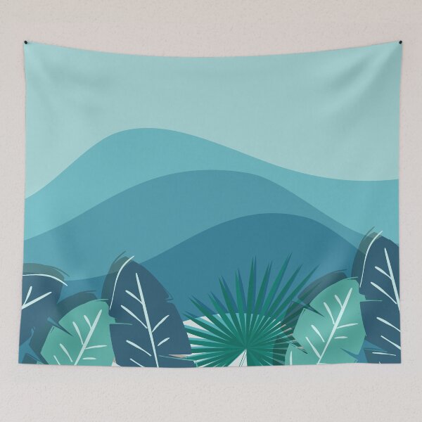 Item preview, Fascinating mountain landscape, palm leaves, tropical plants, flat watercolor design . Iphone or Samsung phone Case & Cover designed and sold by RoManSmArt.