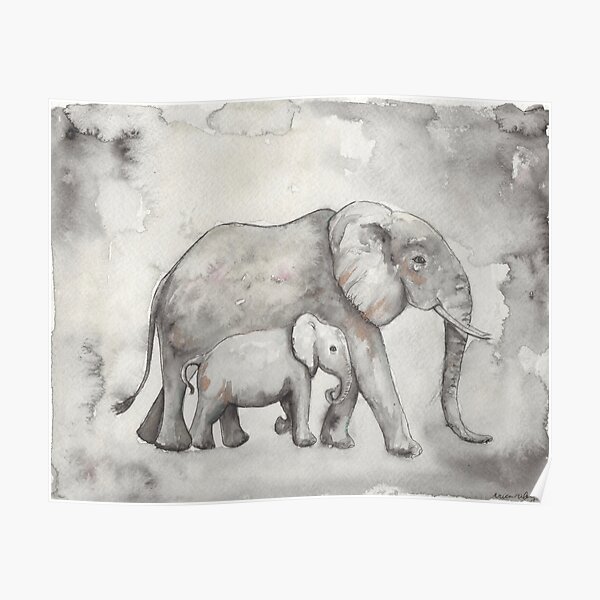 Art Mural Sur Le Theme Maman Et B C3 b C3 C3 l C3 phant Redbubble