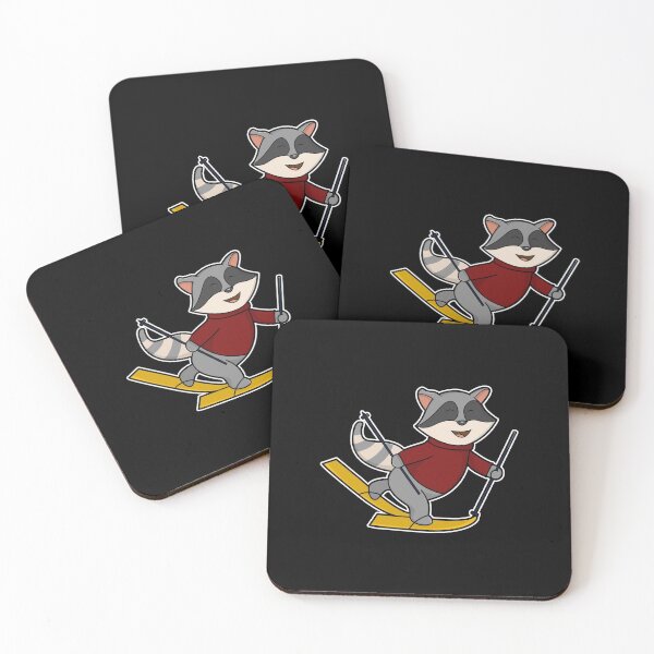 Item preview, Raccoon as Skier with Skis and Ski poles designed and sold by Snabdesign84.