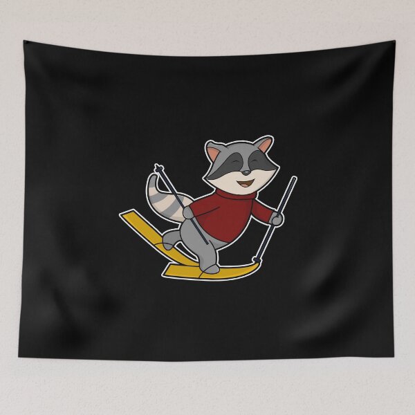 Item preview, Raccoon as Skier with Skis and Ski poles designed and sold by Snabdesign84.