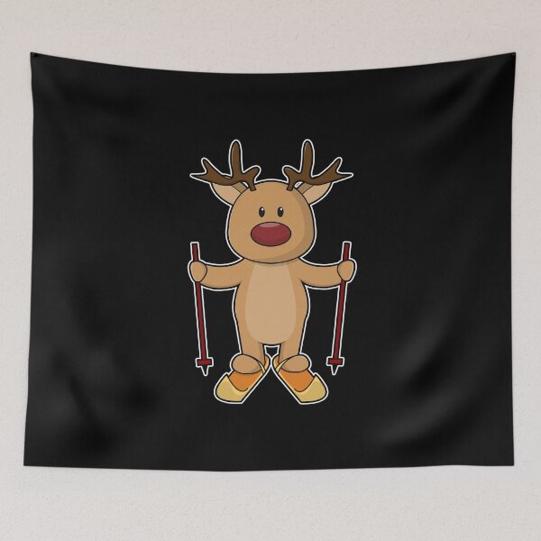Item preview, Reindeer as Skier with Skis and Ski poles designed and sold by Snabdesign84.