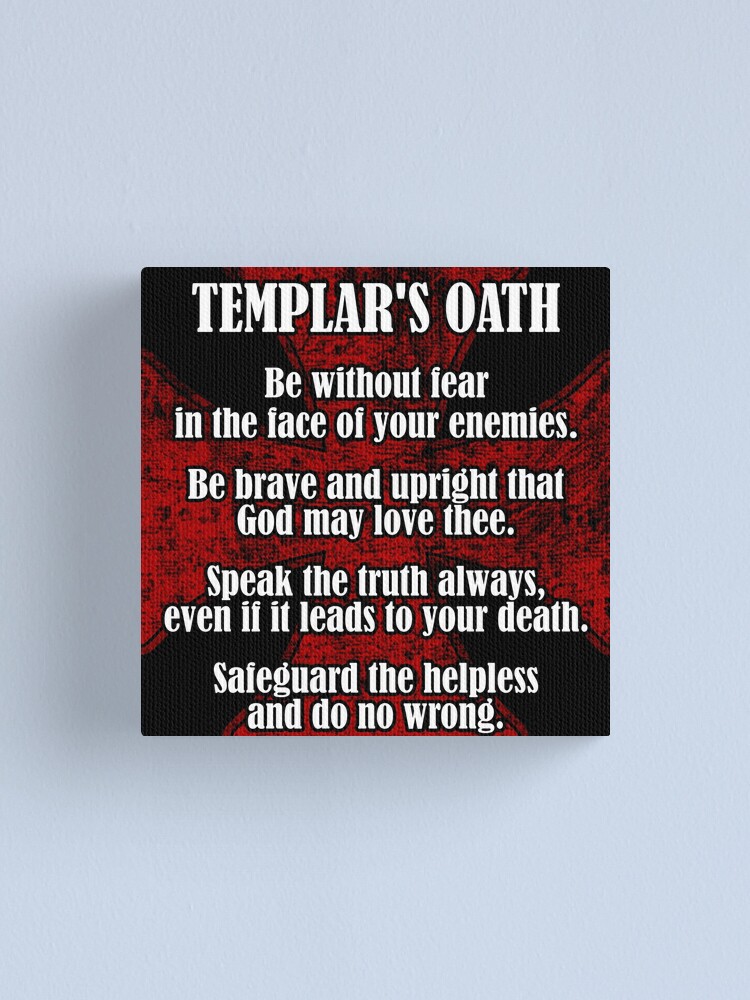 Knights Templar Oath with Cross Canvas Print