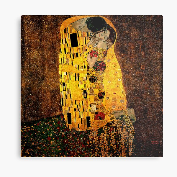 Gustav Klimt The Kiss Metal Print