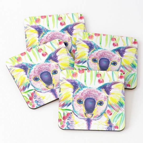 Item preview, Rainbow koala in blooming eucalyptus tree designed and sold by orangerinka.