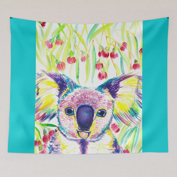 Item preview, Rainbow koala in blooming eucalyptus tree designed and sold by orangerinka.