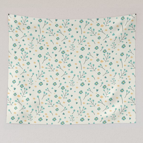 Item preview, yellow and blue cute flowers designed and sold by Silky Diamond.
