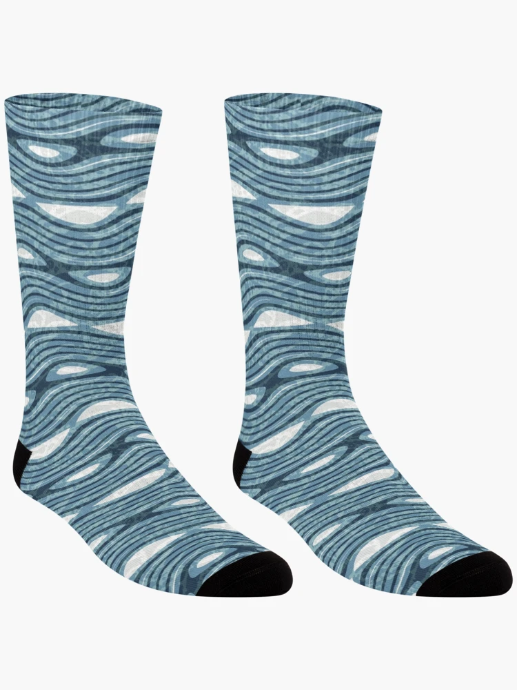 Thumbnail 3 of 5, Socks, Abstract Sea Ripple Pattern, Color - Sea Glass designed and sold by TextileInstinct.