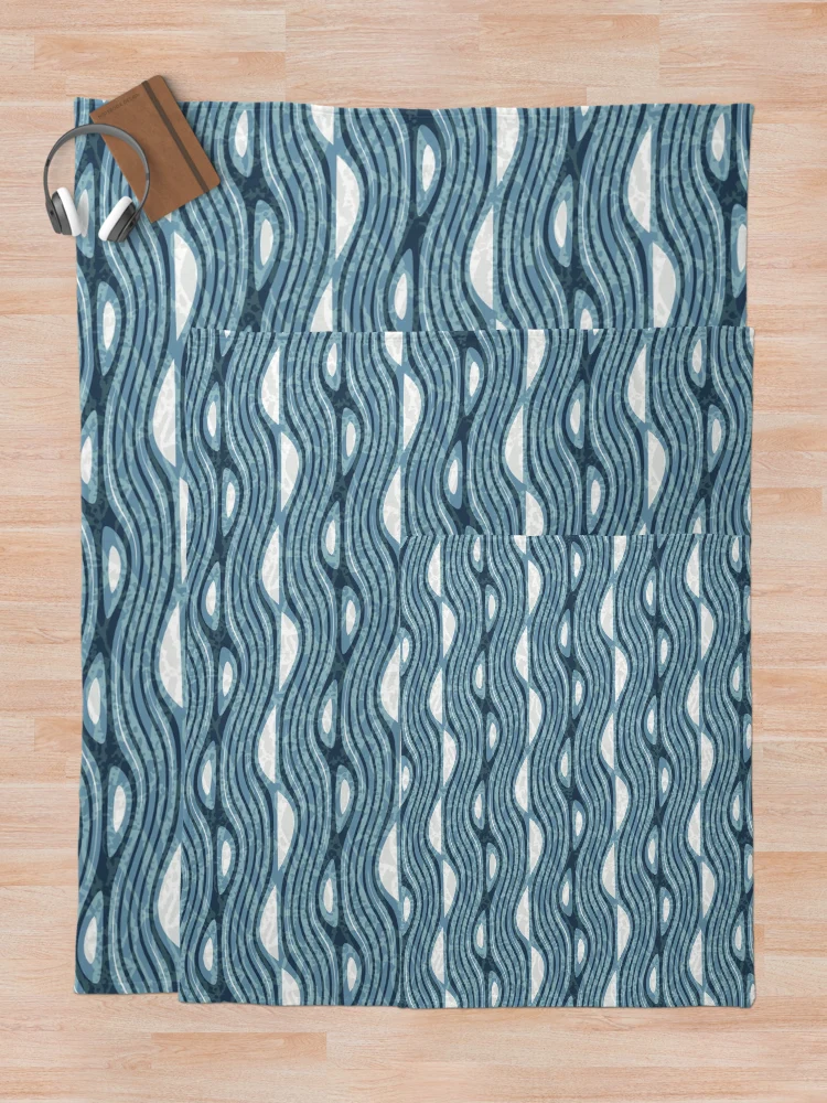 Thumbnail 5 of 6, Throw Blanket, Abstract Sea Ripple Pattern, Color - Sea Glass designed and sold by TextileInstinct.
