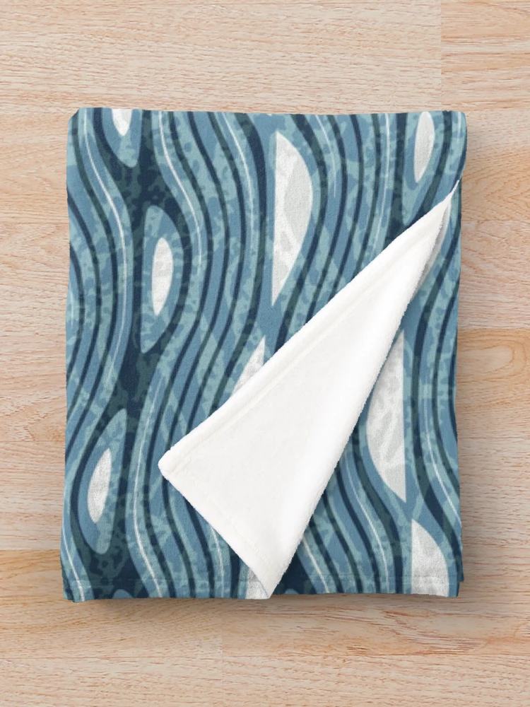 Thumbnail 3 of 6, Throw Blanket, Abstract Sea Ripple Pattern, Color - Sea Glass designed and sold by TextileInstinct.