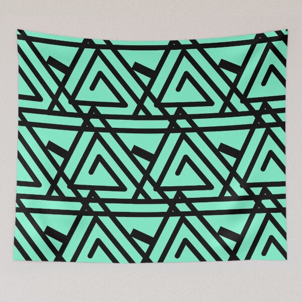 Artikelvorschau, Aquamarin und schwarze Dreiecksspulen entworfen und verkauft von PatternsRUs.