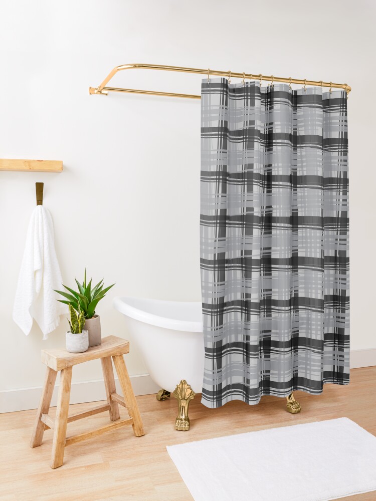 Alternate view of Grey Plaid Shower Curtain