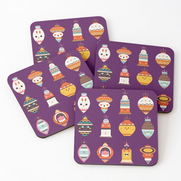 Item preview, Colourful Christmas bulb ornament pattern faces designed and sold by Digibee.