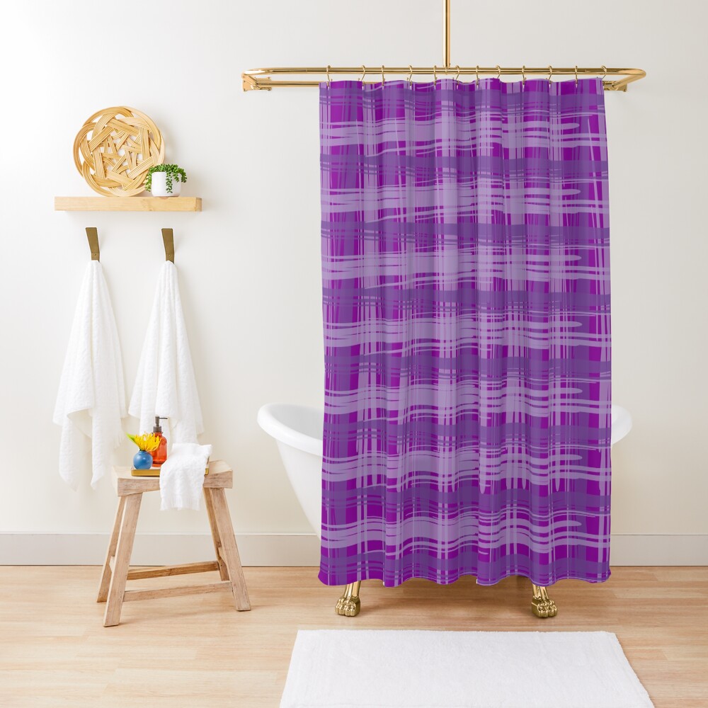 Plum Plaid Shower Curtain