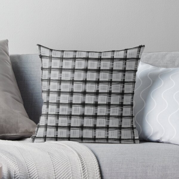 Grey Plaid Throw Pillow