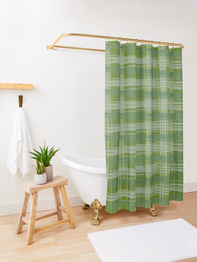 Alternate view of Basil Plaid Shower Curtain