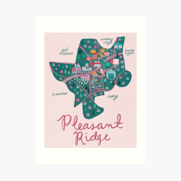 Pleasant Ridge Neighborhood (with Auten) Map Art Print