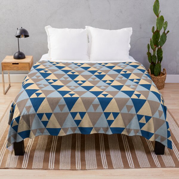 Simple geometric ornament with triangles in classic blue color palette Throw Blanket