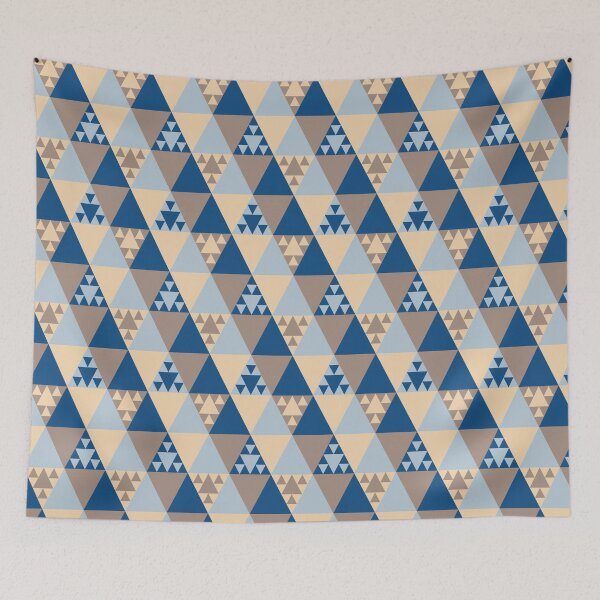 Item preview, Triangles in a minimal geometric ornament in classic blue color palette designed and sold by acidmit.