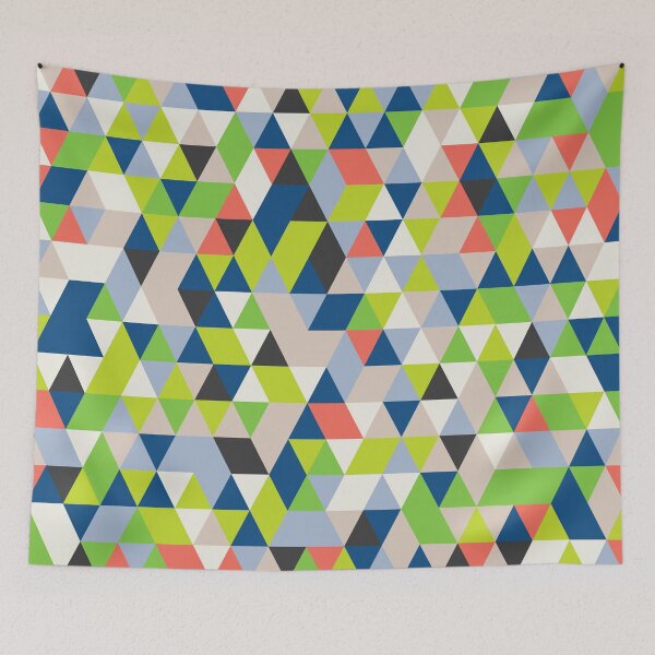 Item preview, Abstract geometric mosaic with triangles in random classic blue color palette designed and sold by acidmit.