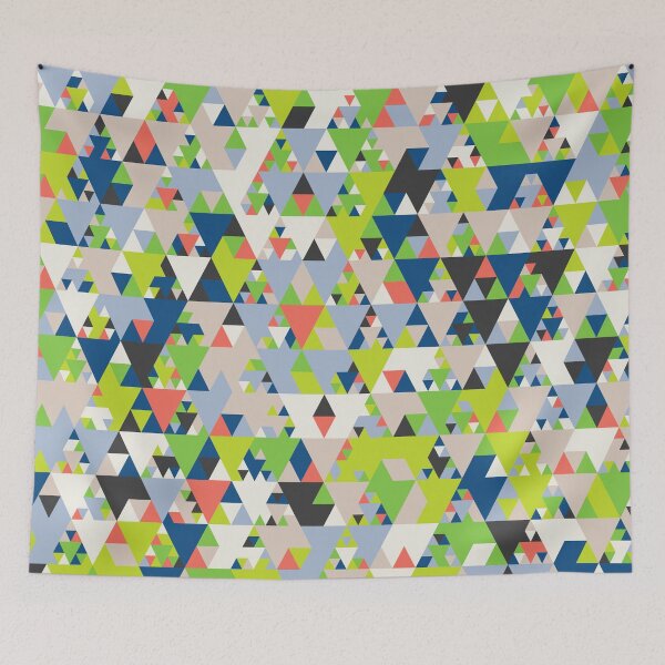 Item preview, Triangles in an abstract geometric mosaic in classic blue color palette designed and sold by acidmit.