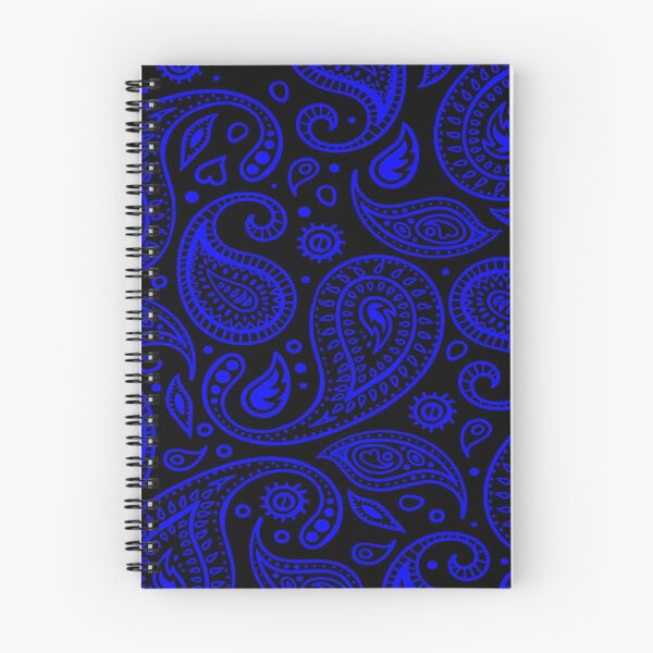 Artikelvorschau, Paisley Muster Blau auf schwarzem Hintergrund Bandana Style Design entworfen und verkauft von Troy Krieger.