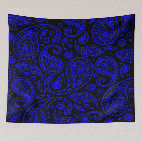 Item preview, Patrón de Paisley azul sobre fondo negro Diseño de estilo bandana designed and sold by Troy Krieger.