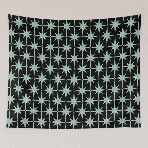Item preview, Atomic Age 1950s Midcentury Modern Starburst Pattern in Black and 50s Mint designed and sold by kierkegaard.