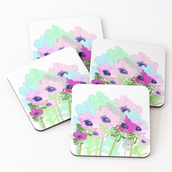 Item preview, Anemones candy color design of spring flowers designed and sold by orangerinka.