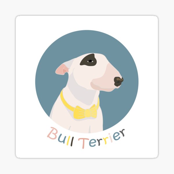 Item preview, Hand drawn bull terrier dog with yellow bow tie. Vector illustration designed and sold by Familyshmot.